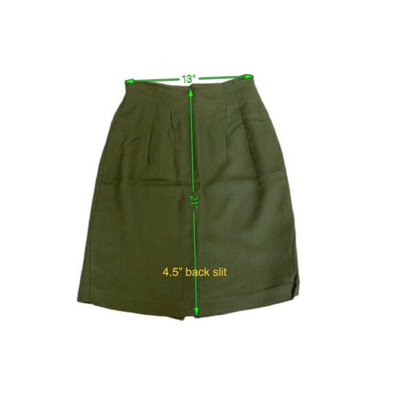 Lot 2 Vintage Pencil Skirt Green & Blue Size 6 & S - Knee-Length Back Slit Lined - Picture 2 of 16